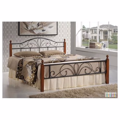 Metallic Bed with Wooden Stands - Brown, Black - 4x6