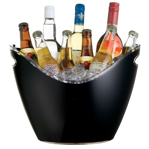 Co-Rect Acrylic 8 Bottle Beer, Champagne, Wine Ice Bucket, 8L- Black
