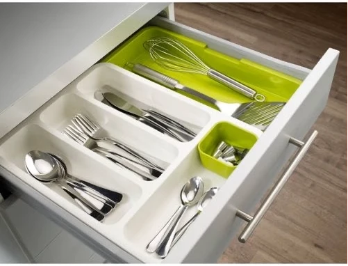 Kitchen Organizer Drawer Divider Store Expandable Cutlery Tray-Green