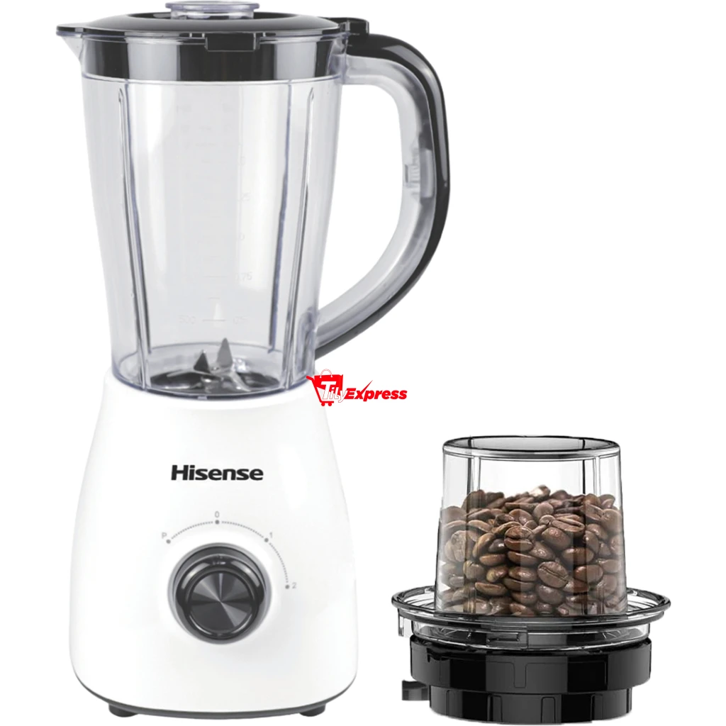 Hisense Blender H15TBWSES1A, 1.5L Jar, 500W, Stainless Steel Blades, 2-Speed Control With Pulse Function - White