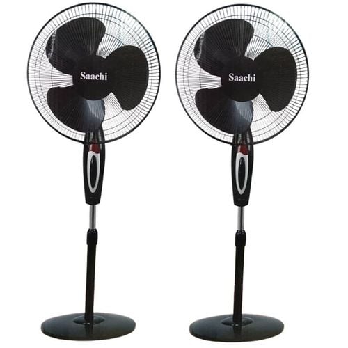 Saachi 2 Quality Stand Fans With 3 Speeds And A Powerful Motor - Black