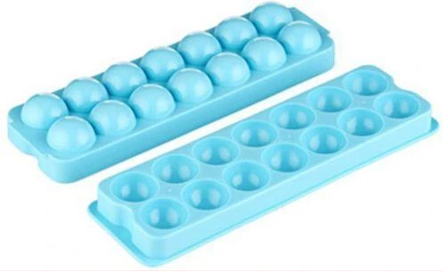 2 Piece, 14 Grid Round Ice Cube Tray Mould Ice Ball Maker-Blue