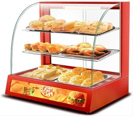 Commercial Electric Curved Glass Hot Snacks Food Warmer Display Showcase- Clear.