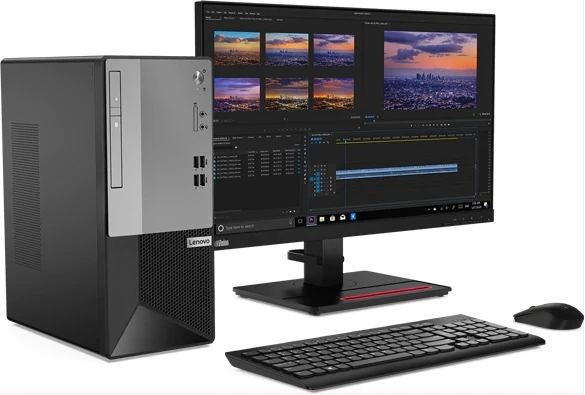 Lenovo V50T Tower Desktop Computer – Intel Core i3-10105, 4GB RAM, 1TB HDD, DOS, 18.5″ Monitor