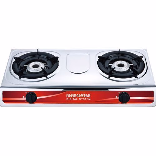 Globalstar Double Burner Gas Stove Stainless Steel - White