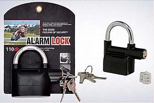 Kin Bar Alarm Padlock Lock - Black