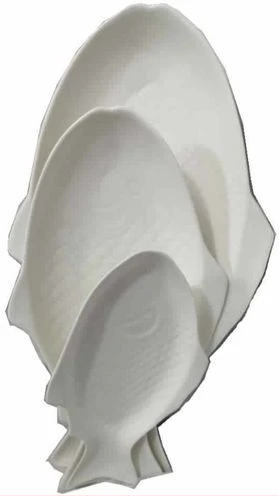 3 Piece Steak, Fish Plates Trays Dinner Platters, Bowls- White