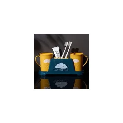 Toothbrush Holder Stand Home couple Toothpaste rack Sets Tooth Brush Cup Container Dispenser Washroom Bathroom Case Accessories- Multicolor