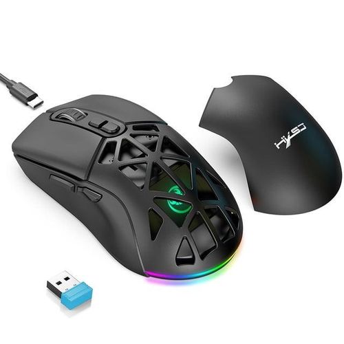 Yesido KB46 Rechargeable Wireless Mouse with 6400 DPI Adjustable Sensitivity, 7 LED Lighting Effects, BT5.1 & 2.4G Dual Modes, 650mAh Battery for Windows/Mac, 7 Programmable Keys