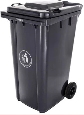 Outdoor 240L Plastic Wheel Dustbin Waste Bin, Garbage Bin - Black