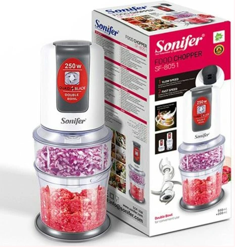 Sonifer Multi-functional Electric Food Processor Chopper Spiral Meat Grinder Fruit Shredder Slicer- Clear.
