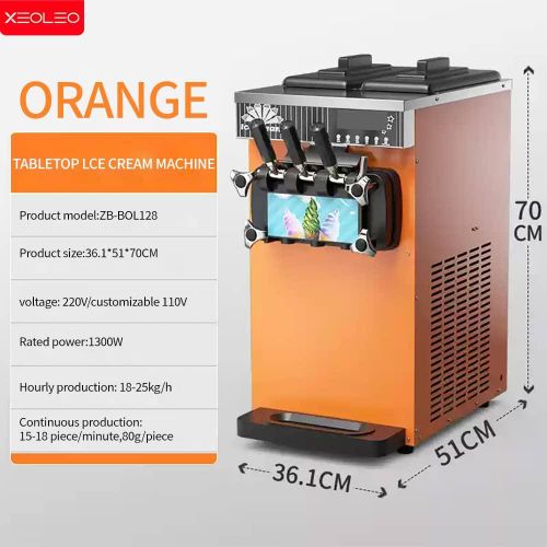 Commercial Ice Cream Vending Machine 2+1 Mixing Flavors Soft Service Ice Cream Machine 3.5L*2 Hopper 1.5L*2 Freezing Tank Frozen Yogurt Ice Cream Maker