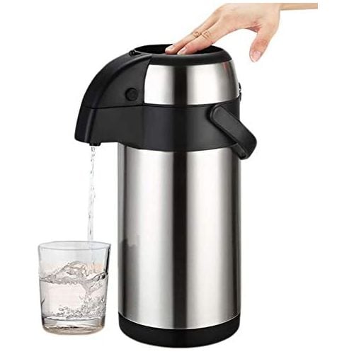 Daydays 3L Thermal Flask Stainless Steel, Pump Action Vacuum Insulated With Safety Lock & Handle, Coffee Tea Jug For Home, Office, Camping- Silver.