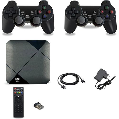 M8 Mini Game Player Android 10 TV Box S905 64GB 7600 4G HD WiFi 4K 10000 Games Wireless Controller Android OS PSP Video Game Console/Chromcast Smart TV for Youtube, Hulu, Net Flix, Prime Chrome Apps e
