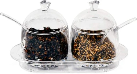 Acrylic Spice Jar Kitchen Storage Bottle Salt Jar Sugar Bowl Box Set- Clear