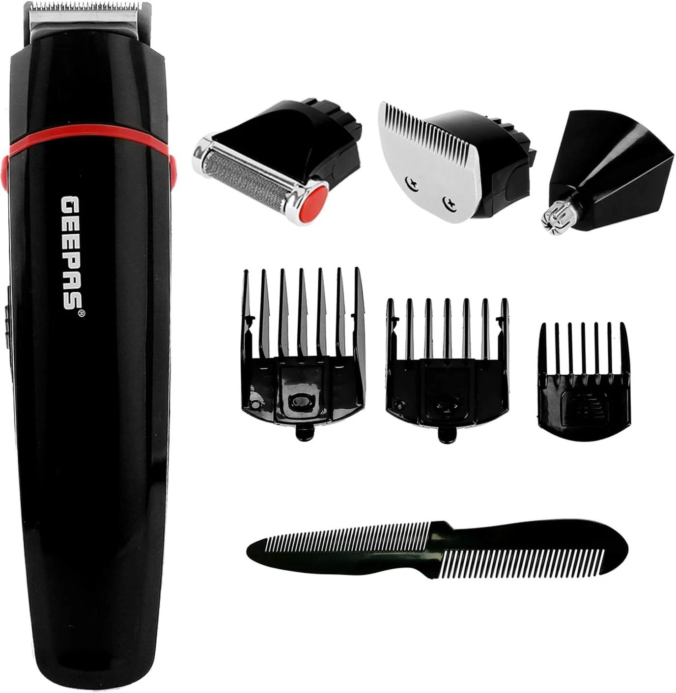 Geepas Rechargeable Trimmer for Men - GTR8128N, Electric Hair Shaver, Hair Clipper - Black