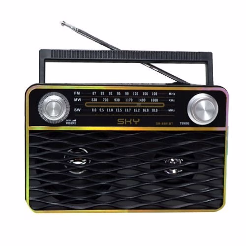 Sky SR-8901BT Battery Operated Rechargeable Bluetooth Radio - (5 in 1) Black