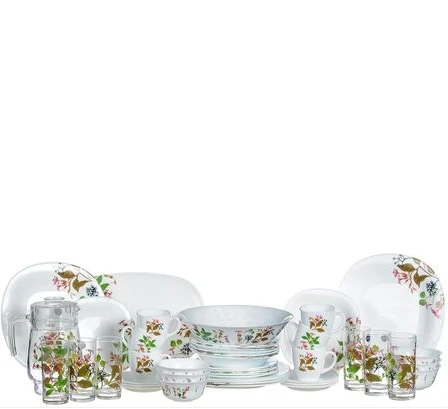 Luminarc Prunier Plates, Cups, Bowls Glass Dinnerware Set, 46 Piece, Multicolor