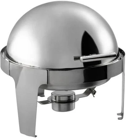6.5L Stainless Steel Round Chafing Dish Roll Top Food Buffet Warmer - Silver