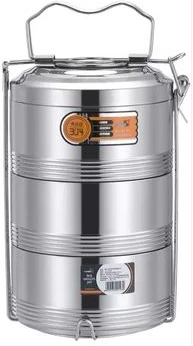 Stainless Steel 16 CM Air Tight 3 Layers Food Container Carrier Lunch Box -Silver