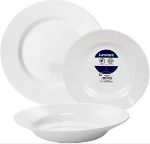 Luminarc 18 Piece Plates, Side Plates And Bowls Dinner Set, White
