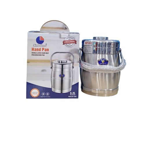 Simbaland 3.2L Food Flask, Hand Pan Double Layer Foam Heat Preservation Pan - White