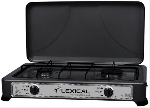 2 Burner Gas Cooker Stove With Lid -Black.