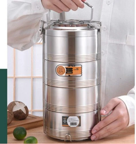 Stainless Steel 16 CM Air Tight 5 Layers Food Container Carrier Lunch Box -Silver