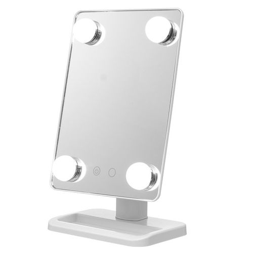 Vanity Makeup Mirror, With 4 Bulbs Lights, Touch Screen, 360° Rotation, White