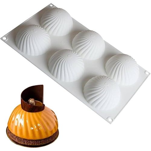 2 Pcs 3D Spiral Swirl Shape Silicone Baking Mold for Mousse Cake, French Dessert Chocolate Mold 6 Cavity Spiral Cake Mold Half Buns Styling Baking Pan for Christmas Cake Mold Chocolate Brownie, Ice Cr
