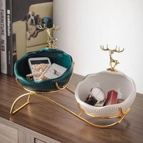 Decorative Bowl Candy Bowl Deer - Candy Dish For Office Desk - Key Bowl Key Tray - Key Holder Bowl - Key Bowl For Entryway Table - Decorative Bowls For Home Decor - Entry Table Decor- Multicolor
