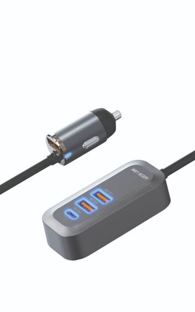 GREEN LION Triple QC & PD Car Charger with 100W Total Output, USB-C & ×3 USB-A Ports, Fast Charging, Premium Materials, Charging Protection, Overheat Protection - Black