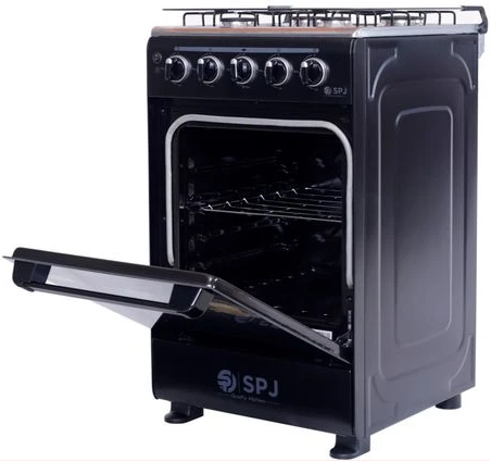 SPJ Full Gas Cooker 50x50cm, 4-Gas Burners, Auto Ignition, Oven and Grill - Black