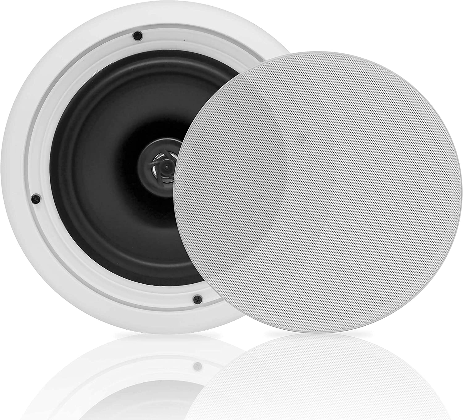Pyle US – Pair 8” 2-Way Bass Woofer Speakers – Pair In-Wall/In-Ceiling Woofer Speaker System 1” High-Temperature Voice Coil Flush Mount Design w/50Hz – 20kHz Frequency Response 250 Watts Peak – Pyle P