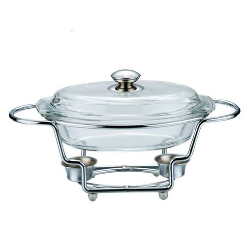 Oval Glass Soup Chafing Serving Dish Warmer - Colorless