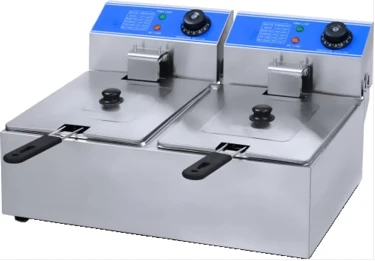 ADH 2-Tank 2-Basket 12L Commercial Double Electric Deep Fryer HEF-82 - Silver