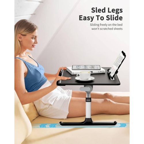 Foldable Computer Height Adjustable Laptop Table Sofa Bed Tray Dormitory Desk Notebook Stand with Storage Drawer Bookshelf and USB Port, for Bed Sofa Couch Eating Reading Working Read with Radiator Dr