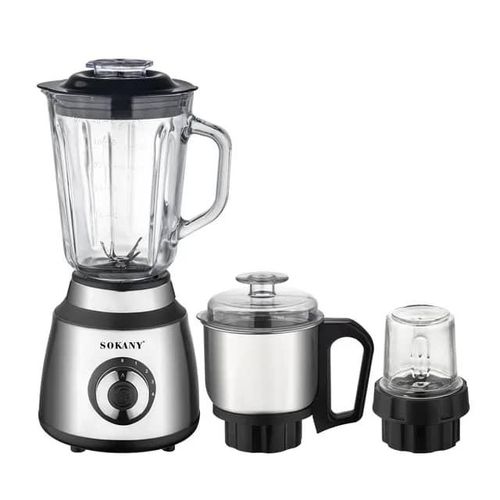 Sokany 3 IN 1 Stainless Steel Nuts Mixer Coffee Grinder And 1.5L Glass Jar Blender 1000W High Power Ergonomic Grip Design Easy And Fast Cleaning Multifunctional Food Processor Stainless Steel Blade Cu