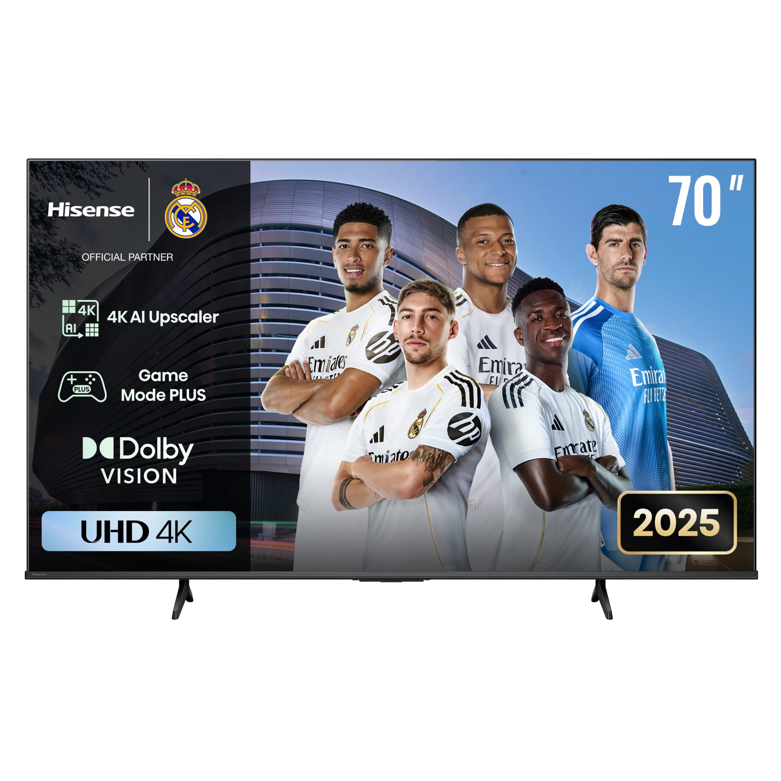 Hisense 70 - Inch A6Q Series 4K Ultra HD VIDAA Smart TV 70A6Q, (2025 Model) Airplay 2, AI 4K Upscaler, Dolby Vision, With In-Built Free To Air Decoder, Bluetooth, HDMI, Chromecast, USB, Netflix, Youtu
