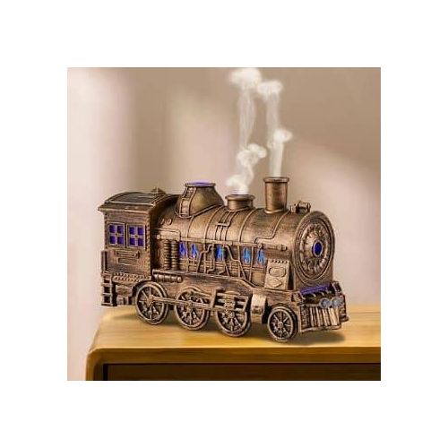 Essential Oil Diffuser Ultrasonic Cool Mist Air Humidifier With LED Lamp Mini Train Shape Aromatherapy Diffuser 300ml Tank With Remote Control,2 Lighting & 2 Mist Modes For Bar Music Club Party Copper