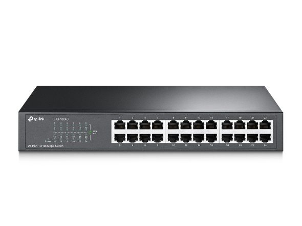 TP-Link TL-SF1024D 24-Port 10/100Mbps Ehternet Switch, 13-inch Rack-Mount/Desktop, Steel Case