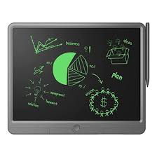 Green Lion LCD Digital Writing Pad 15" Wide Display Screen, Kid-Friendly, Compact & Lightweight, Long Battery Life, Eye Protection Technology, Gift for Kids, Adults at Home, School, Office - Gray