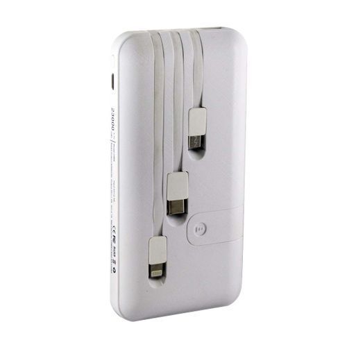 Belief 23000mAh Portable Powerful Power Bank With Multi Charging Cables - White/Black