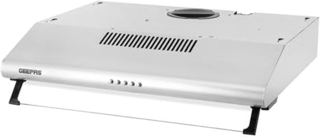 Geepas Slim Hood with Charcoal Filter- GHD611CS/ Sleek and Stylish Design, Powerful Suction, and Adjustable Speed Setting, Perfect for Kitchen, Apartment, etc., Stainless Steel Body, 1 Year Warranty