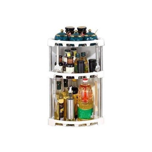 Triangular Triple Layer Kitchen Corner Organizer Shelf Plastic And Stainless Steel Storage Shelf, Multifunctional Standing Countertop Storage Rack for Kitchen Bedroom Bathroom