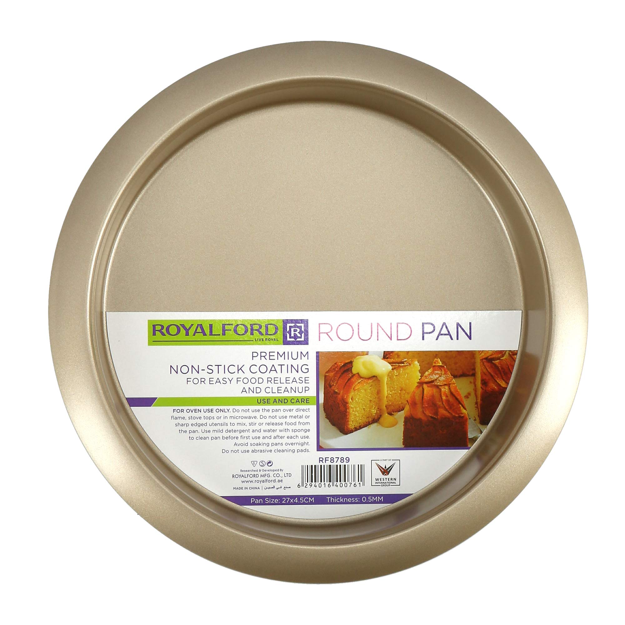 Royalford Round Cake/Pizza Pan, 27x4.5cm/0.5mm, RF8789