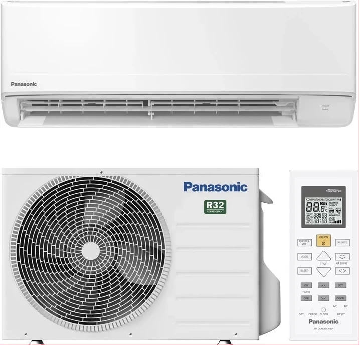 Panasonic 24000 BTU Wall Split Air Conditioner AC R410 Gas, Turbo Cooling, Dehumidification, Auto Restart, Eco Mode & Timer - White