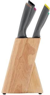 TEFAL Set Of 5 Knives + Wooden Block, Fresh Kitchen Utensils, K122S504