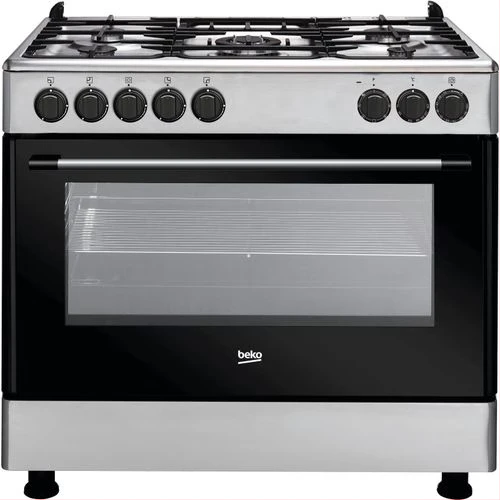 Beko Cooker 90x60cm, 5 Gas Buners, Electric Oven & Grill, Oven Fan, Rotisserie, MultiFunction Oven - GE15120 DX - Inox