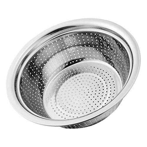 Other 32Cm Rice Vegetable Washing Kitchen Stainless steel Strainer Sink Colander Hole Bowl- Silver